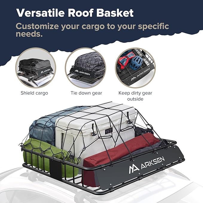 ARKSEN 43 x 50 x 6 Inch Universal Extra Wide 150LB Heavy Duty Roof Rack Cargo