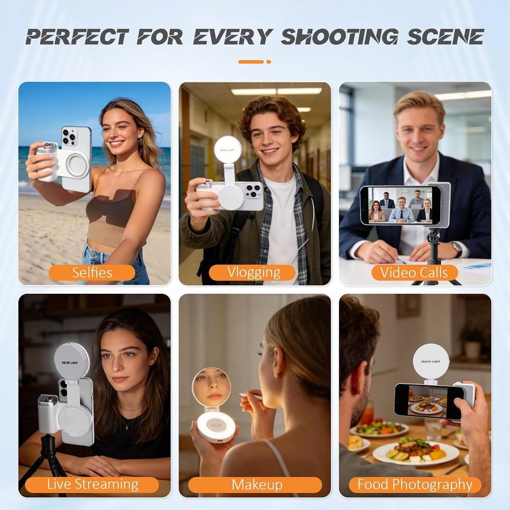 Magnetic Phone Camera Grip + LED Selfie Light Kit 800mAh 2500-9000K