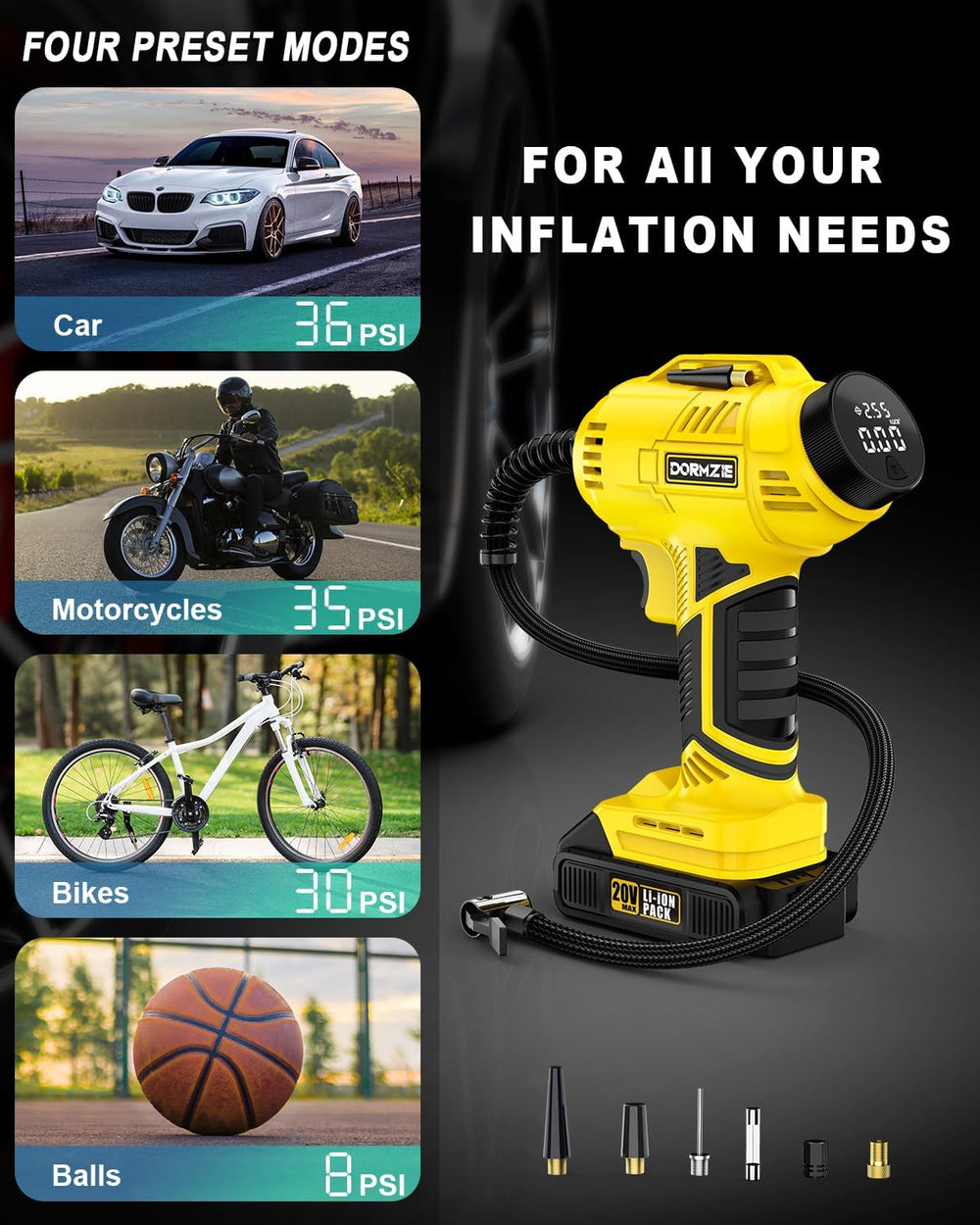 Tire Inflator Portable Air Compressor, 150 PSI Handheld Air Pump for Car Tire...