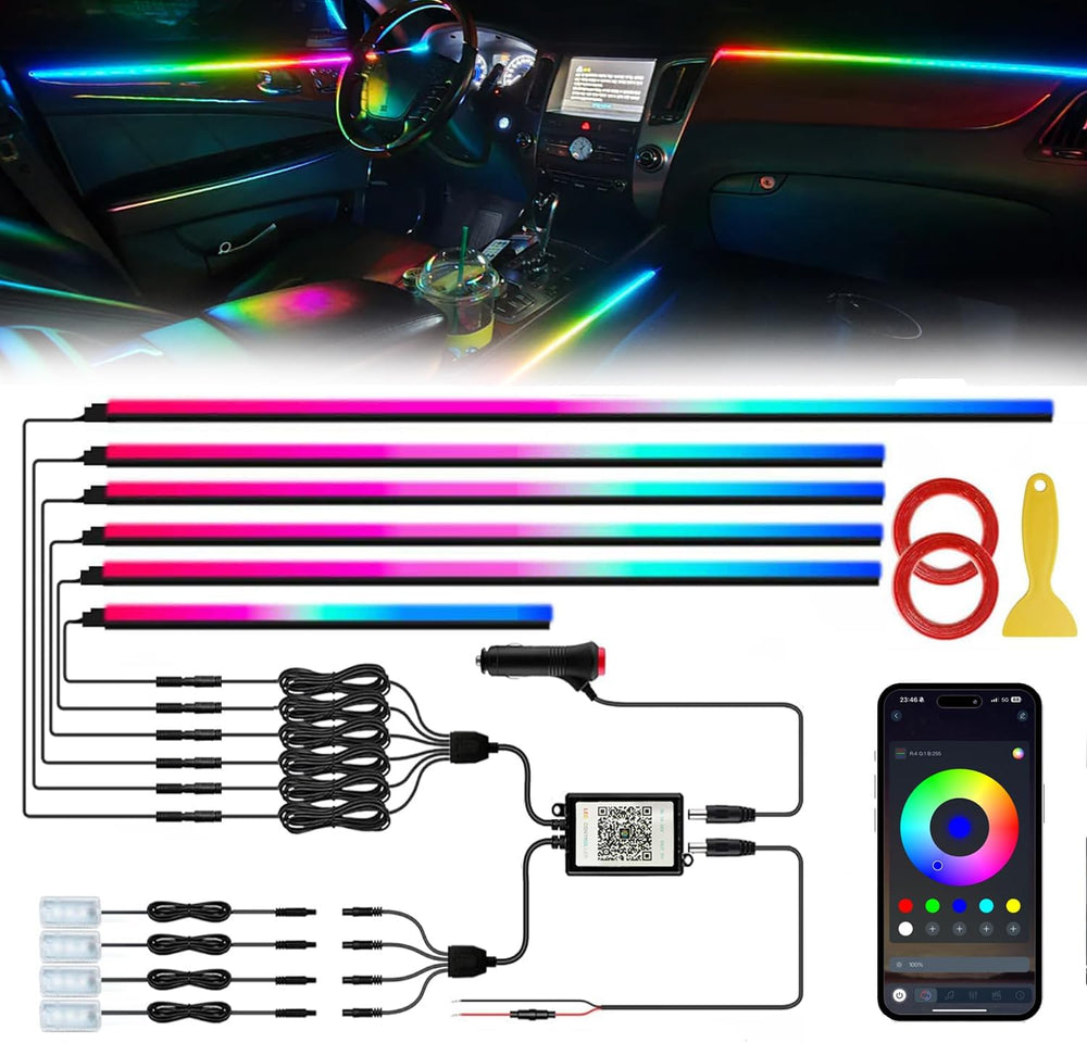Smart Acrylic LED Car Interior Lights, 10-in-1 Fiber Optic Ambient Kit