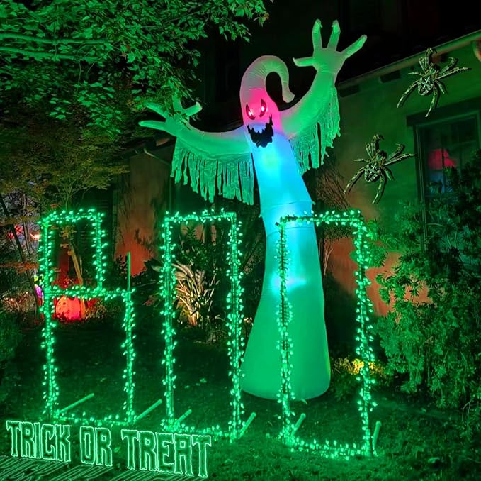 YEGUO 165ft 500 LED Halloween Lights Outdoor Waterproof, Green String Lights ...