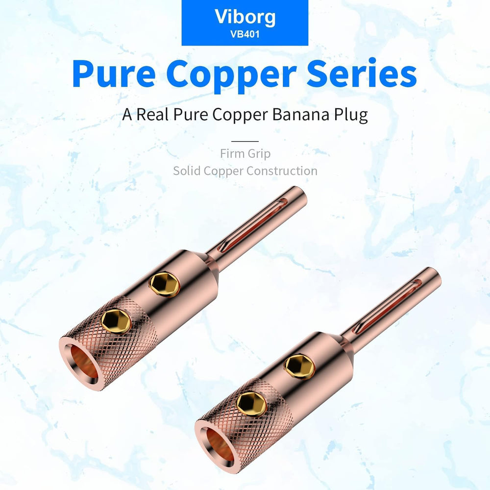 Viborg Speaker Banana Plugs Pure Copper Screw Locking 4MM Speaker Connectors ...