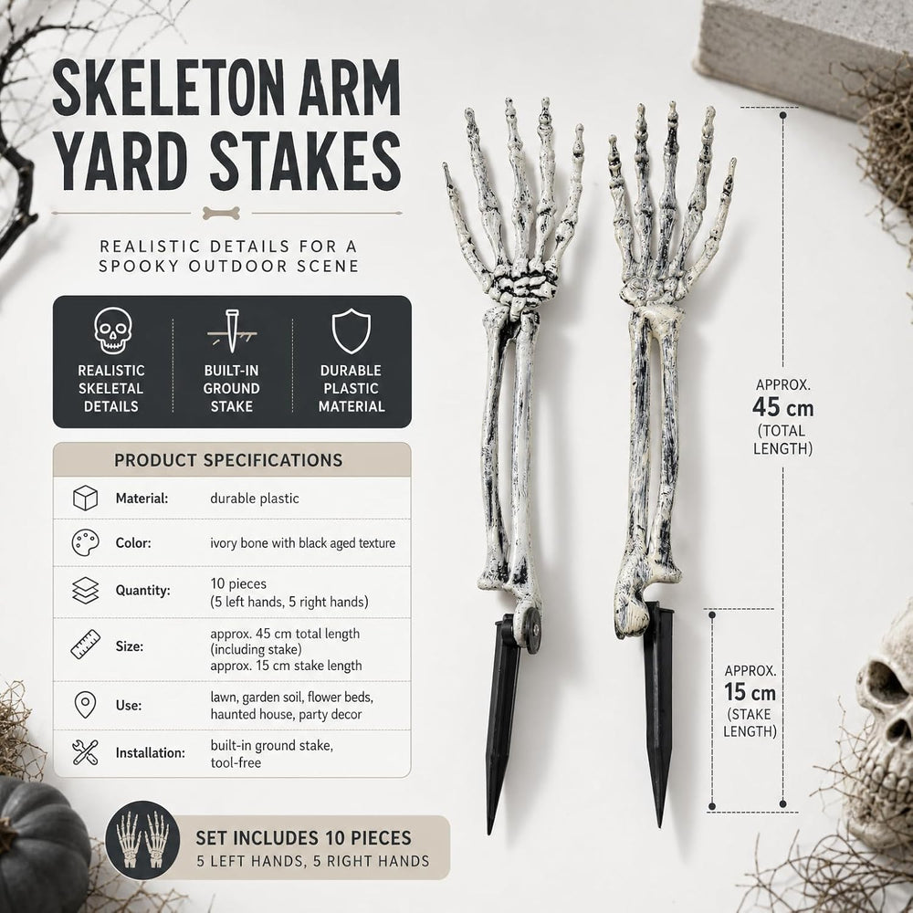 Halloween Decorations Outdoor, 10 Pcs Skeleton Arms Yard Stakes,17.7in