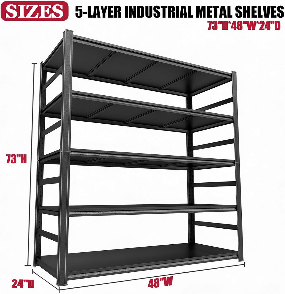 Garage Shelving 3000LBS Adjustable Storage Shelves with Anti‑tip Design