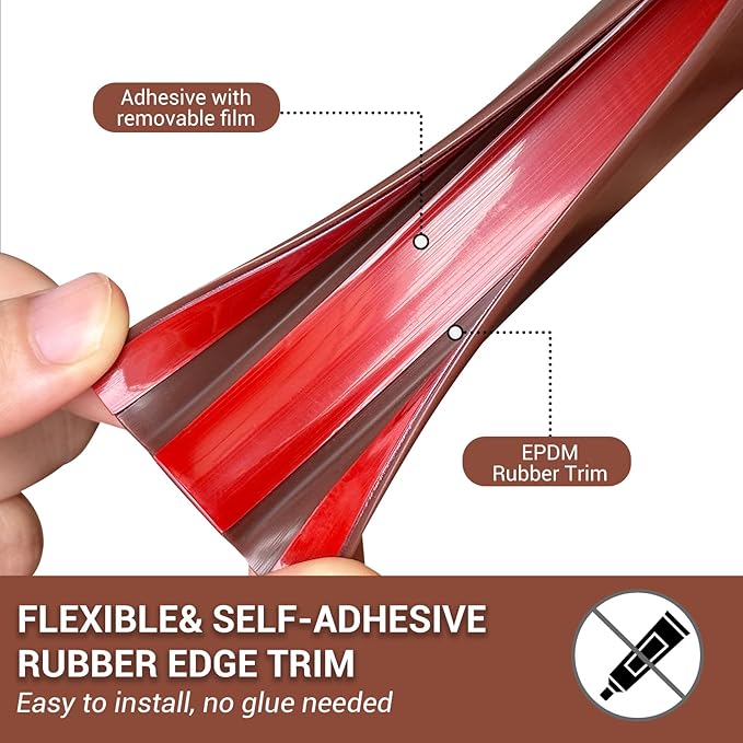 Rubber Edge Trim, Flexible Edge Banding, 1/2" U Channel Furniture Edge P...