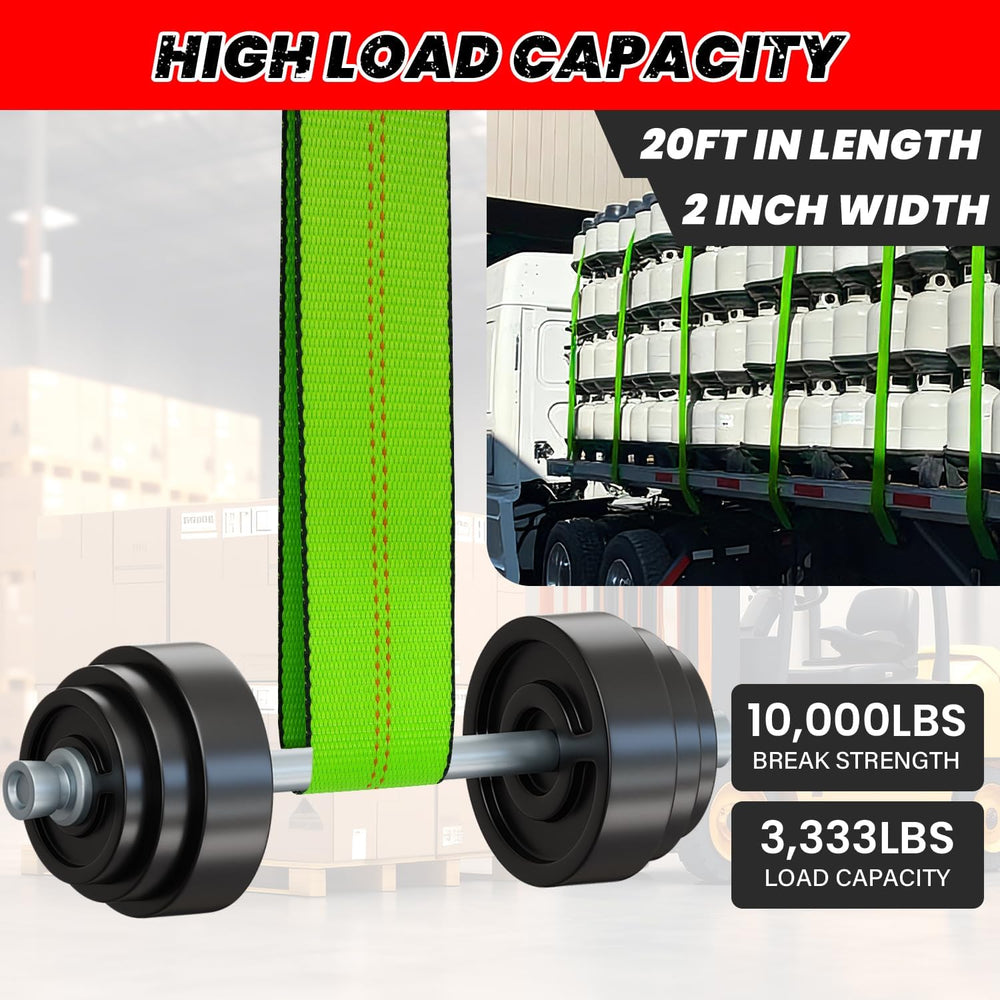 4 Pack 20ft Ratchet Straps Heavy Duty, 10,000 LBS Break Strength, 2" x 2...