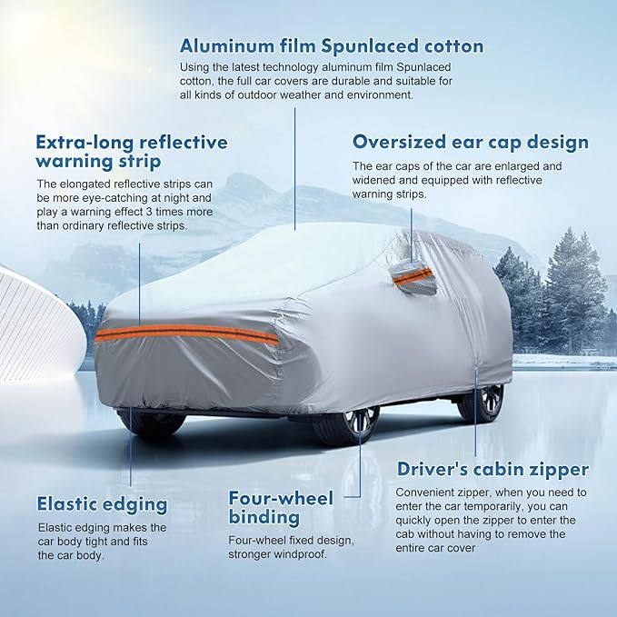 KEYOOG 6-Layer Full Car Cover is All-Weather Waterproof, Universal in All