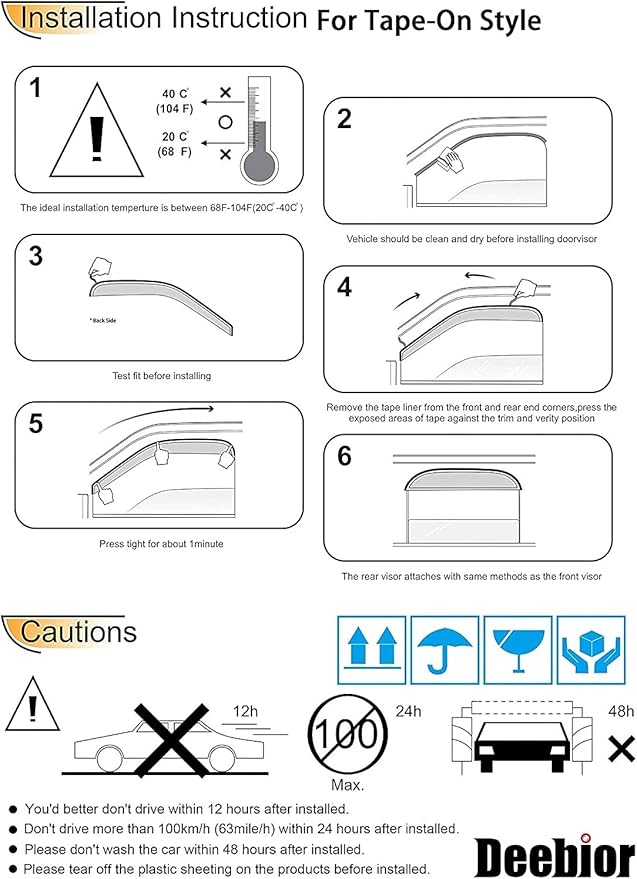 94076 Side Window Wind Deflector, Dark Smoke Window Visors fit