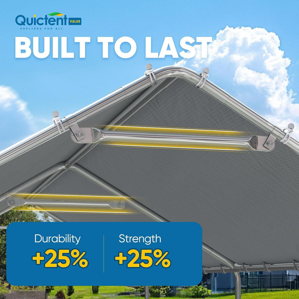 Quictent 10x20 ft Heavy Duty Carport Canopy Galvanized Car Tent Outdoor Garag...