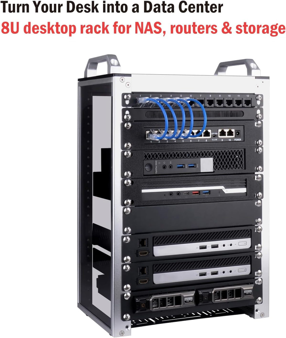 GeeekPi 8U Network Rack, 10 inch Mini Server Rack for Network, Servers, Audio...