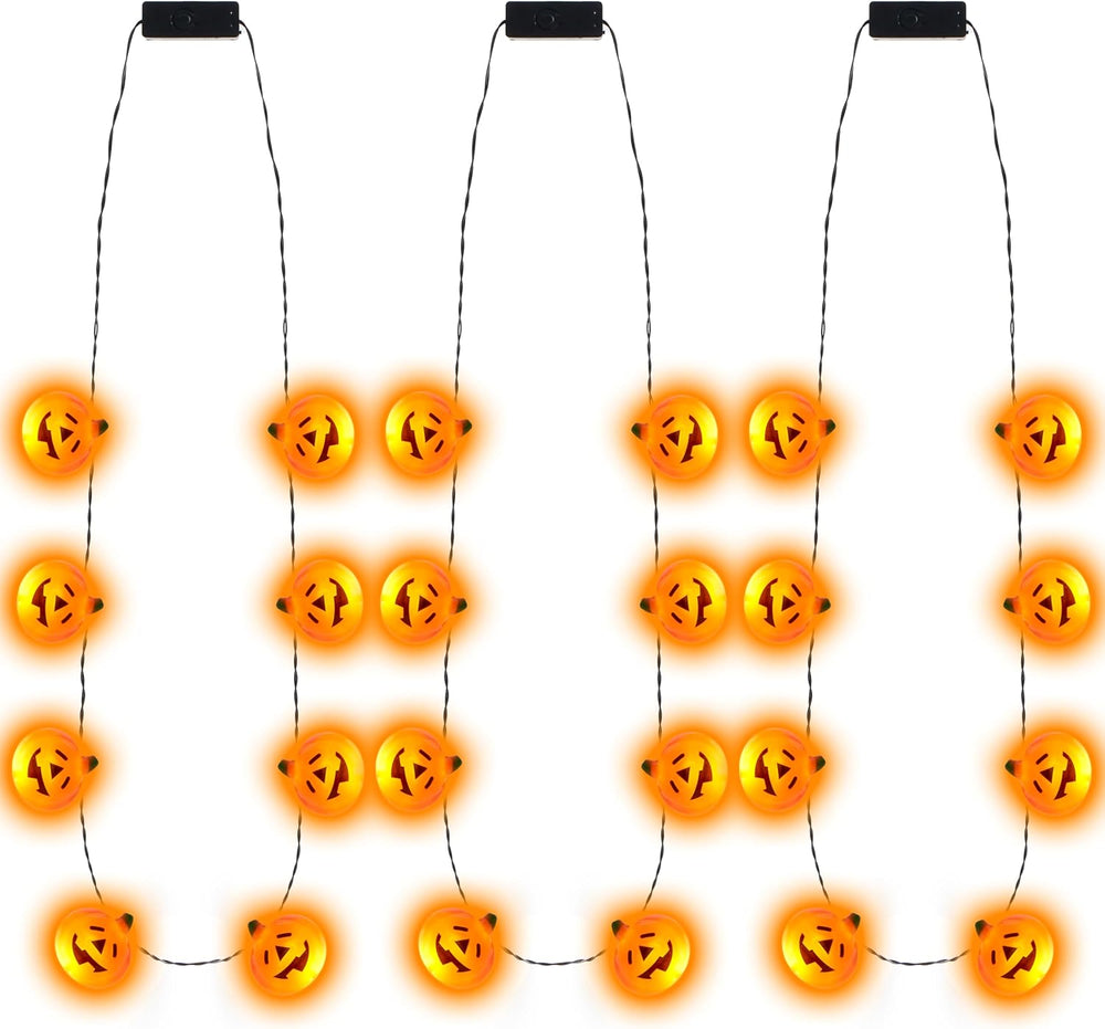 JOYIN 3 Pcs Halloween LED Necklace Pumpkin Shaped Jack o' Lantern Glowing...
