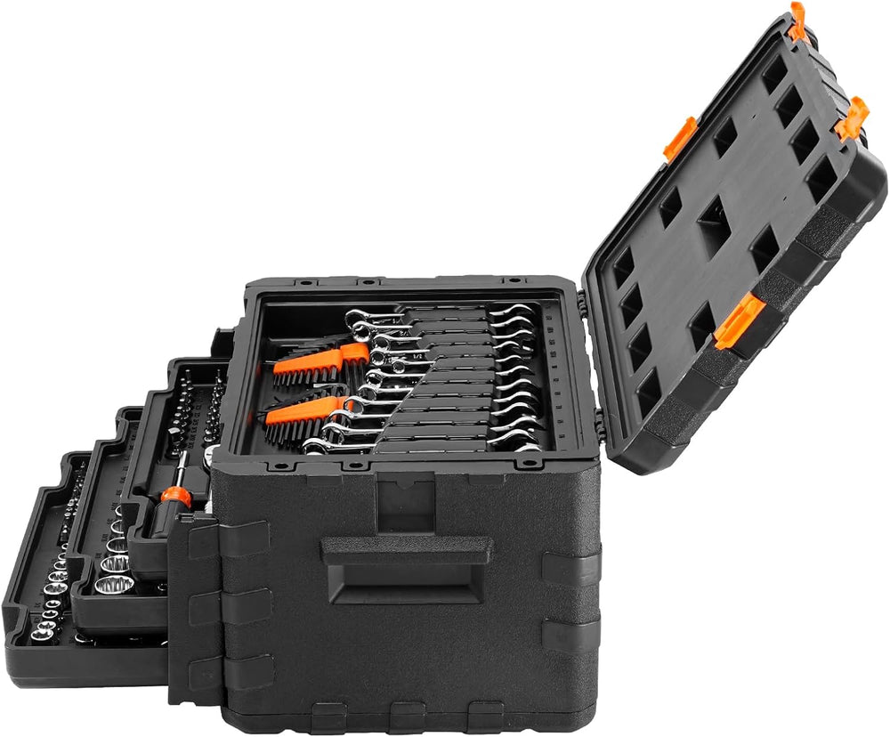VEVOR Mechanics Tool Set and Socket Set, 1/4" 3/8" 1/2" Drive ...