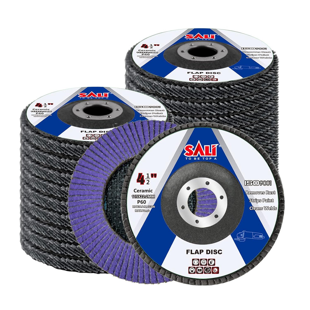 Sali 20 Pack Ceramic Flap Disc 60 Grit 4.5" x 7/8 Inch Sanding Disc Beve...