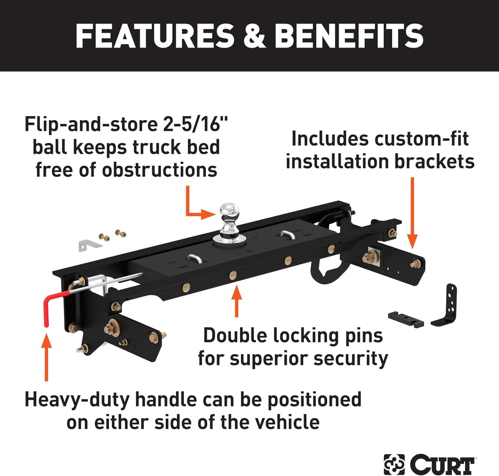 Double Lock Gooseneck Hitch Kit with Brackets, Compatible with Select F-250, ...