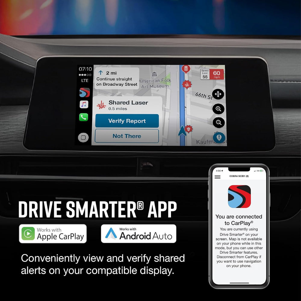 Cobra RAD 480i Radar Detector & SC 201 Smart Dash Cam Bundle