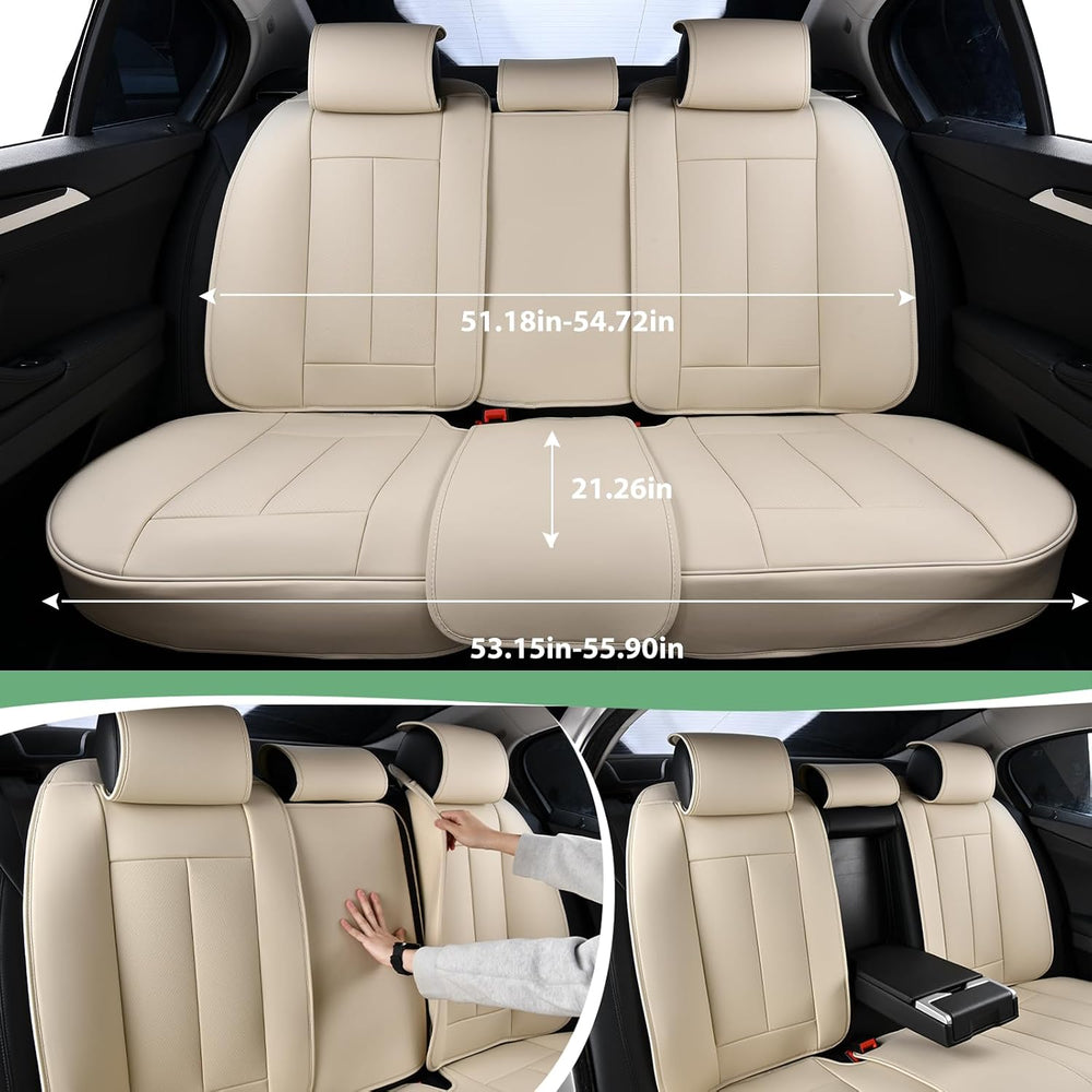 Leather Car Seat Cover for Front Pair, Anti-slip Universal Light Beige