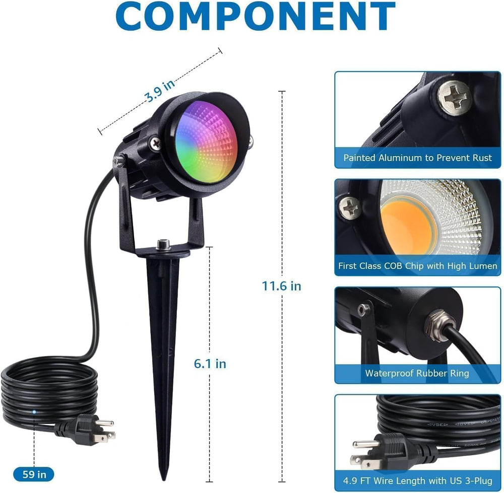 SUNVIE Halloween Spotlights Outdoor Waterproof 12W RGB LED Landscape Lights