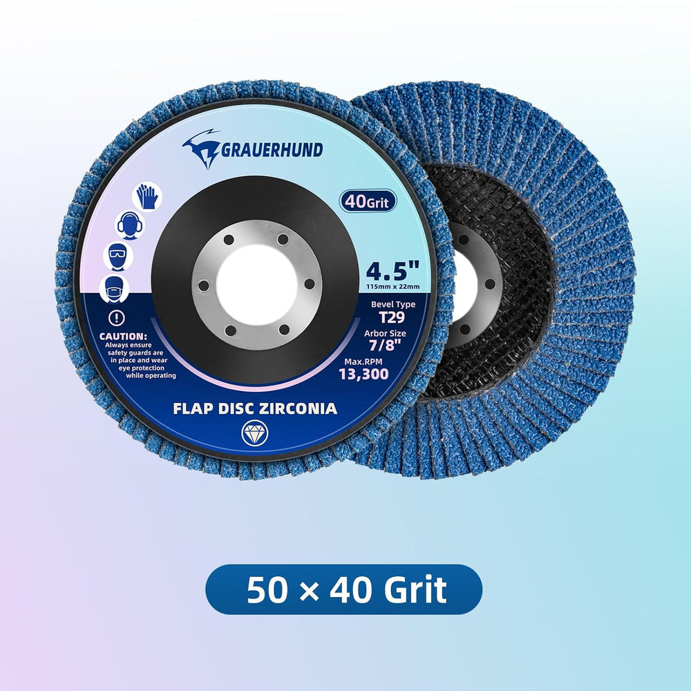 50 Pack Flap Discs 40 Grit 4 1/2" x 7/8" for Angle Grinder, T29 Fla...