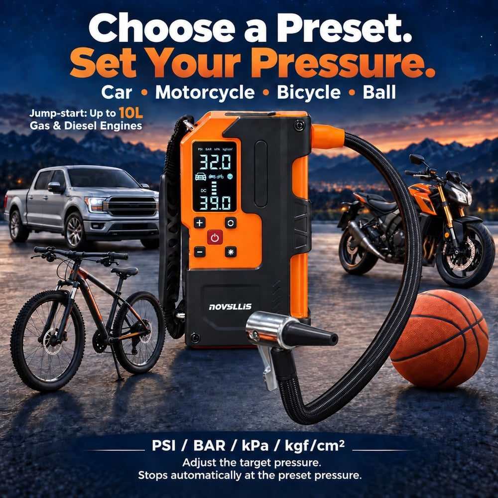 6000A 14.8V Car Battery Jump Starter with 150PSI Air Compressor
