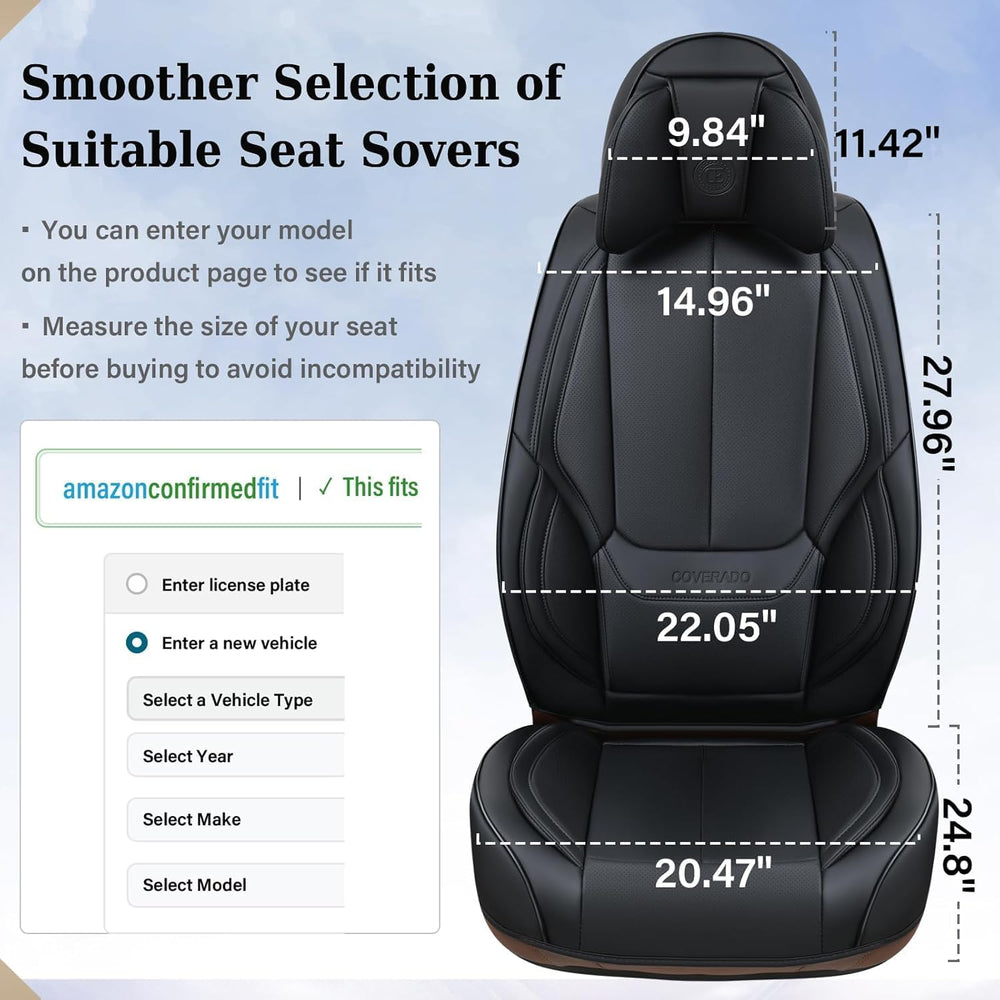Coverado Car Seat Covers 5 Pieces, Full Set Universal Seat Covers for Cars, W...