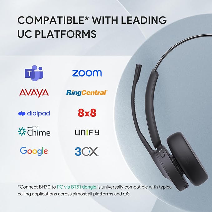 Yealink BH70 Mono Wireless Bluetooth Headset