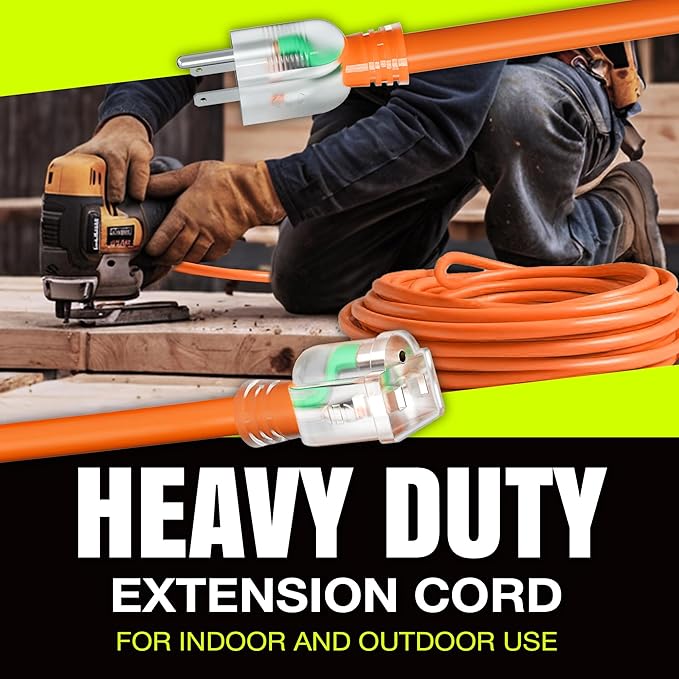 75ft Outdoor/Indoor Extension Cord 14/3 Gauge Heavy Duty 3 Prong SJTW,