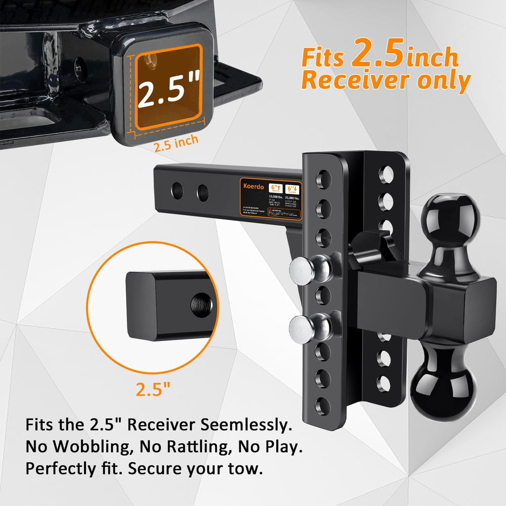 Adjustable Trailer Hitch Fits 2.5" Receiver, Drop Hitch & Tow Hitch ...