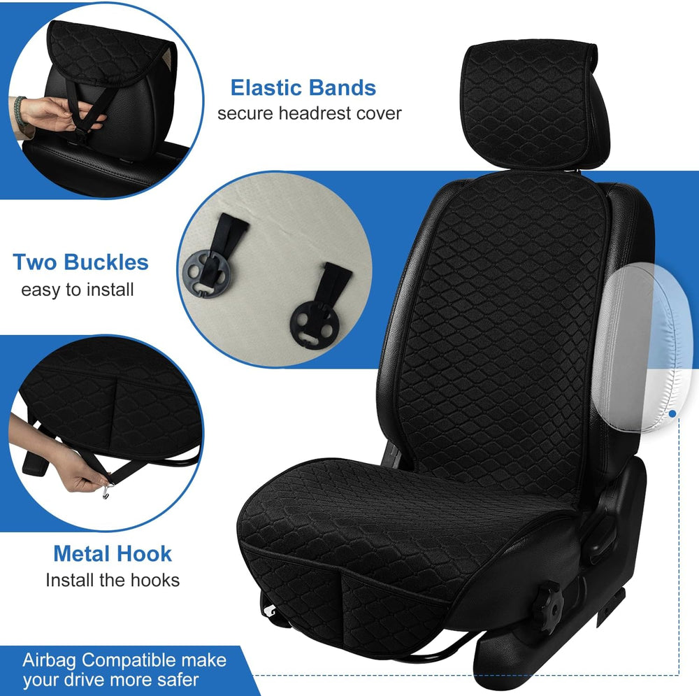 2 Pack Car Seat Covers, Front Seat Covers for Cars, Breathable Linen Car Seat...