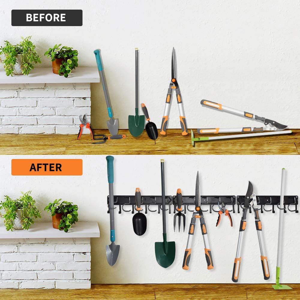 YueTong Garden Tool Organizer Wall Mount, 4 Pack 17-Inch All-Metal Garage Too...
