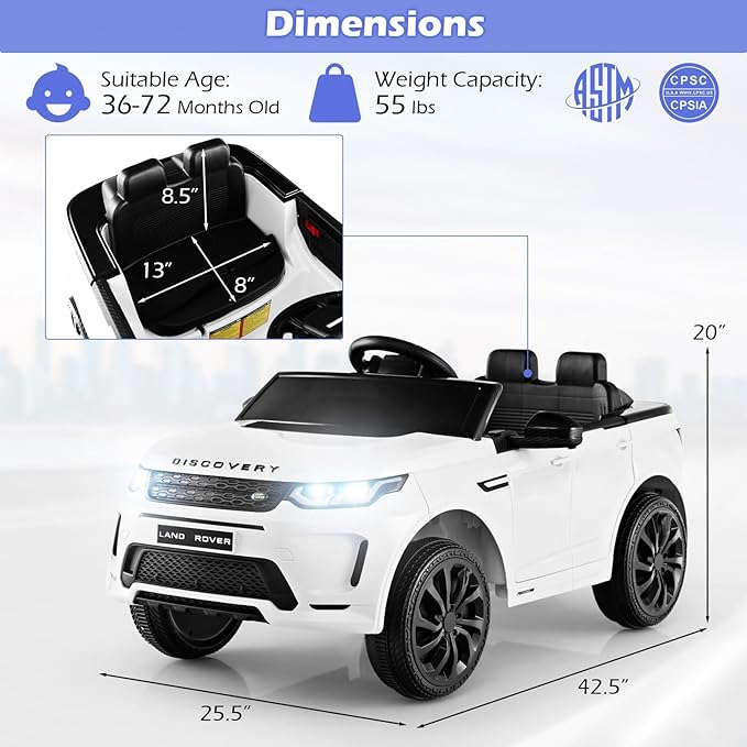 Costzon 12V Kids Ride On Car, Licensed Land Rover Electric Vehicle w/Remote