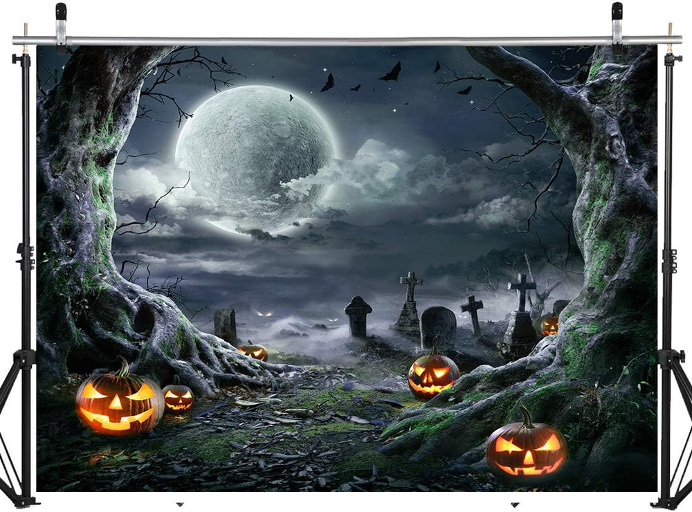 Halloween Backdrop for Photography Horror Background Scary Pumpkin Moon Backd...