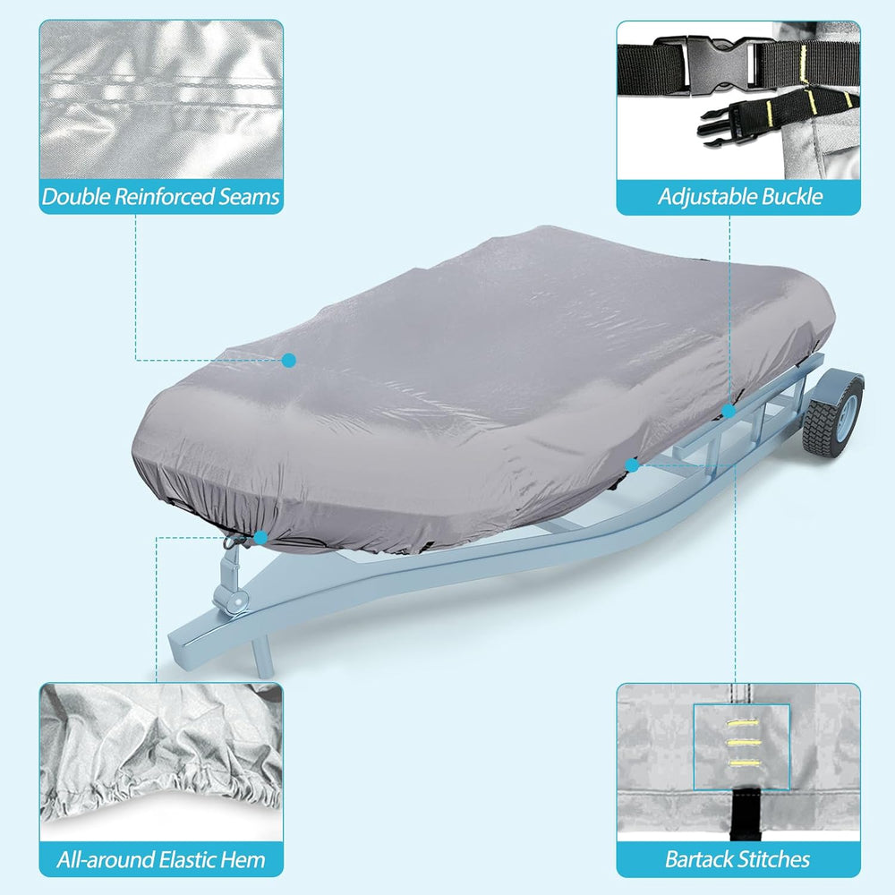 600D Marine Grade Fade and Tear Resistant Dinghy Cover, Gray 9.5'-10.5...