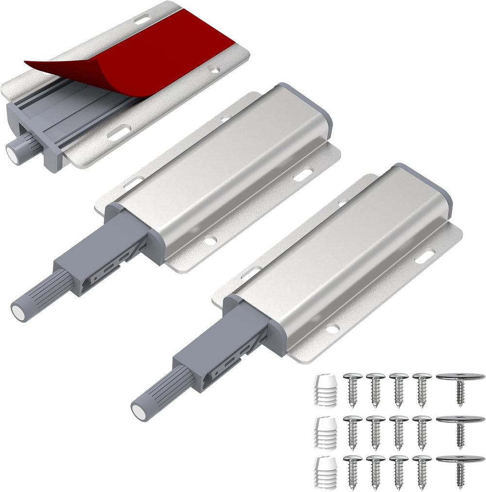 15 Pack Push Open Door Latch - Heavy Duty Aluminum Magnetic Cabinet Latch, To...