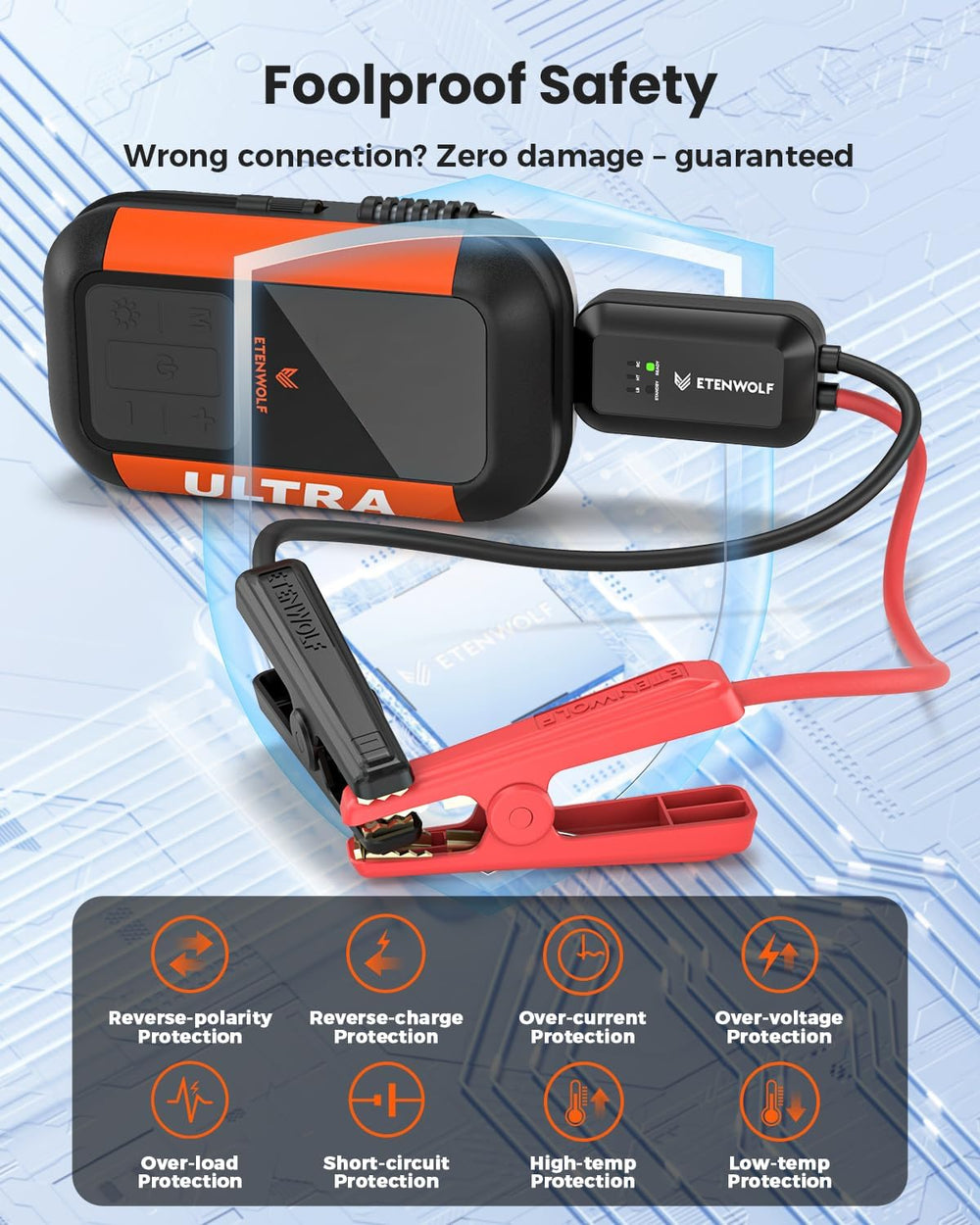 ETENWOLF Jump Starter with Air Compressor 3000A Car Battery Booster