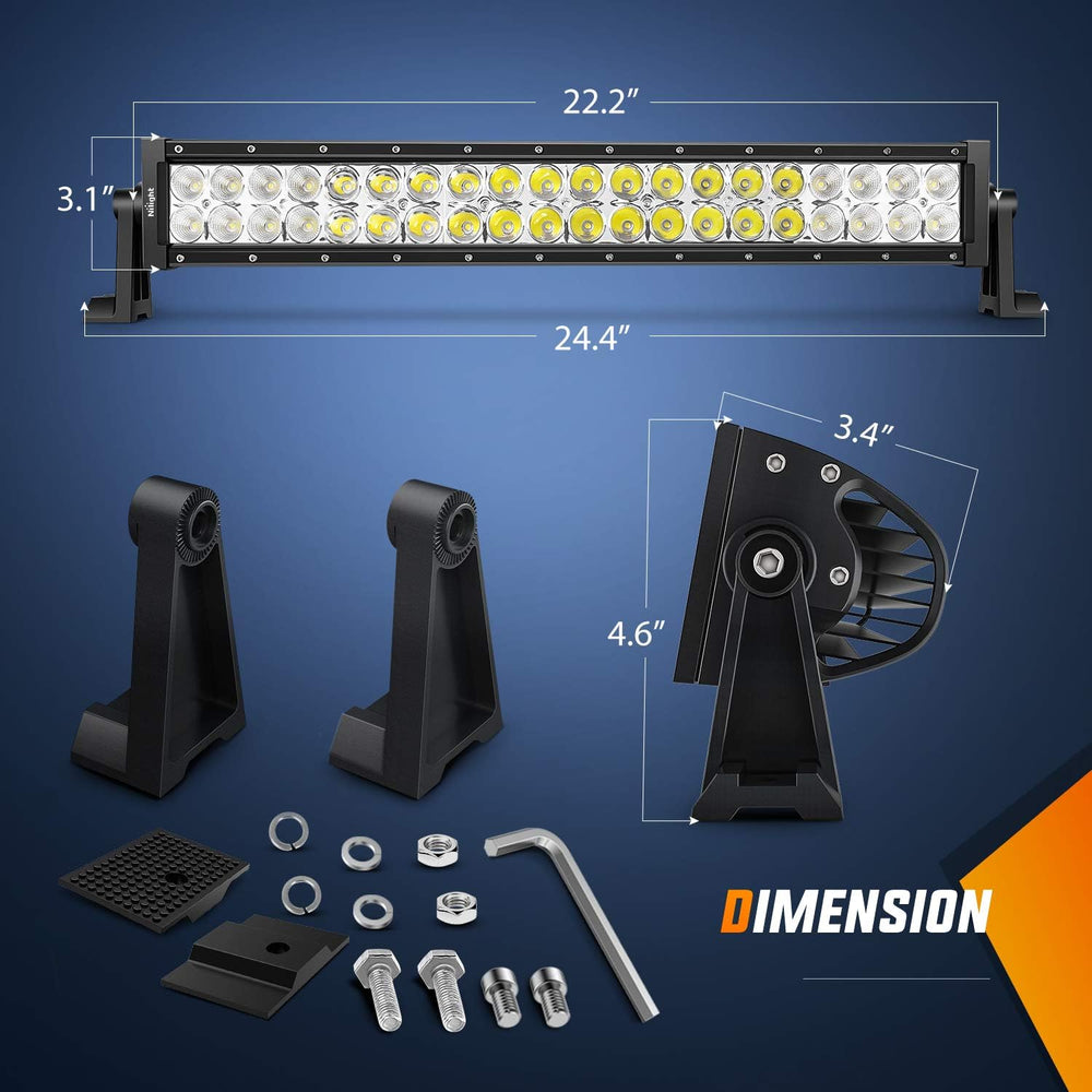 Nilight LED Light Bar 22Inch 120W Spot Flood Combo Off Road Lights Driving Fo...