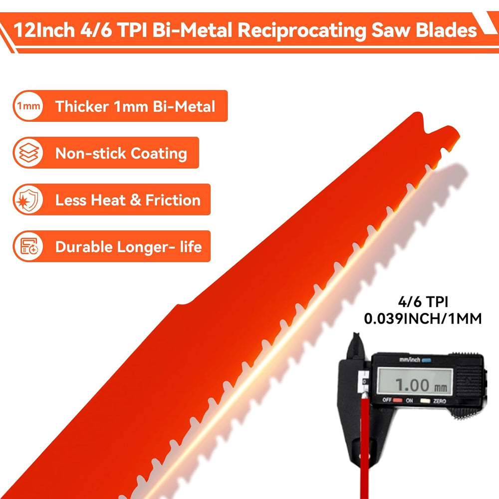 25 Pack 12 Inch 4/6 TPI Reciprocating Saw Blades for Wood and Nail-Embedded W...