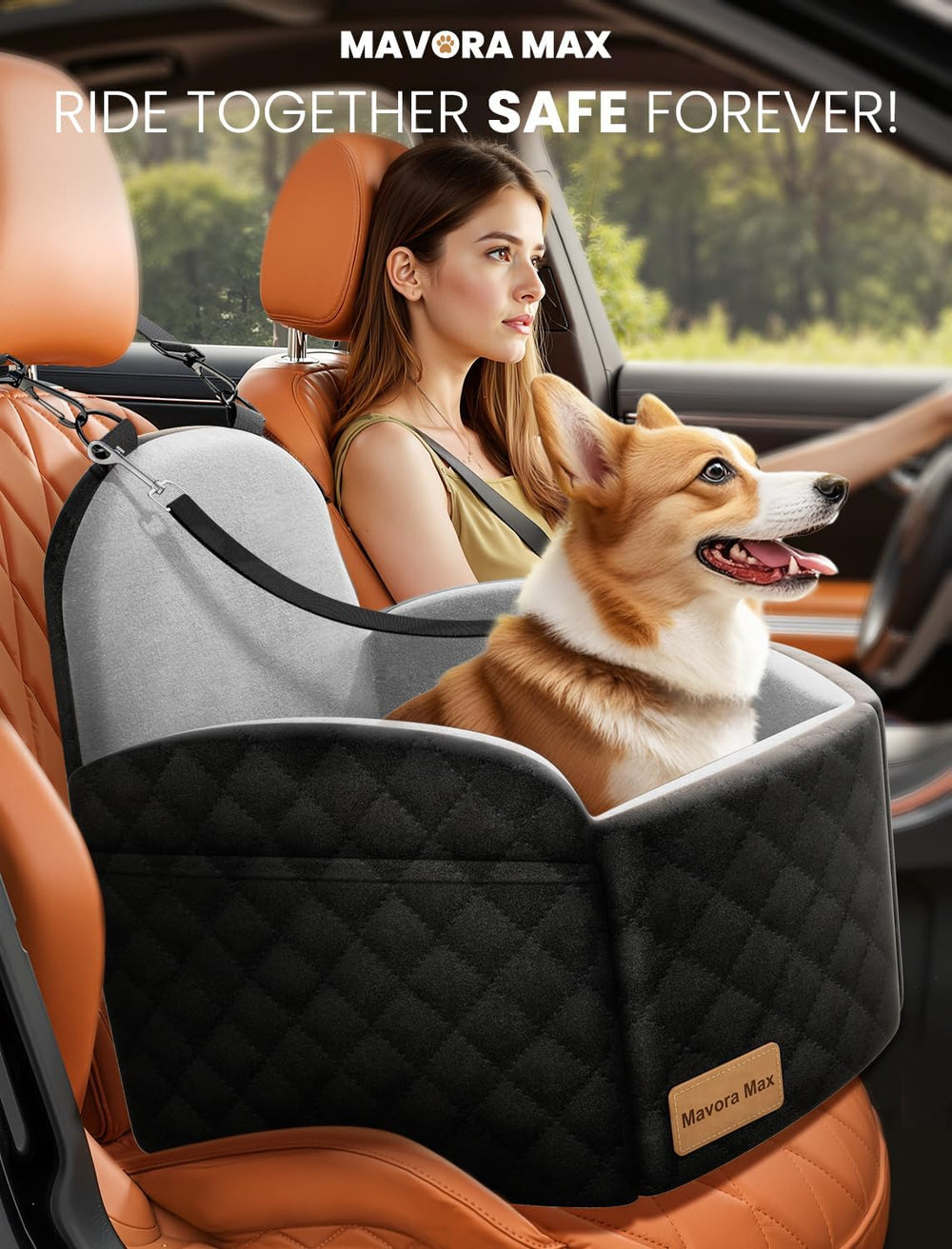 Dog Car Seat for Small/Medium Dogs & Puppies up to 35lbs, Elevated Booste...