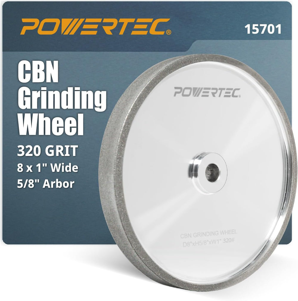 POWERTEC CBN Grinding Wheel 8 Inch 320 Grit, Bench Grinder Wheel for Sharpeni...