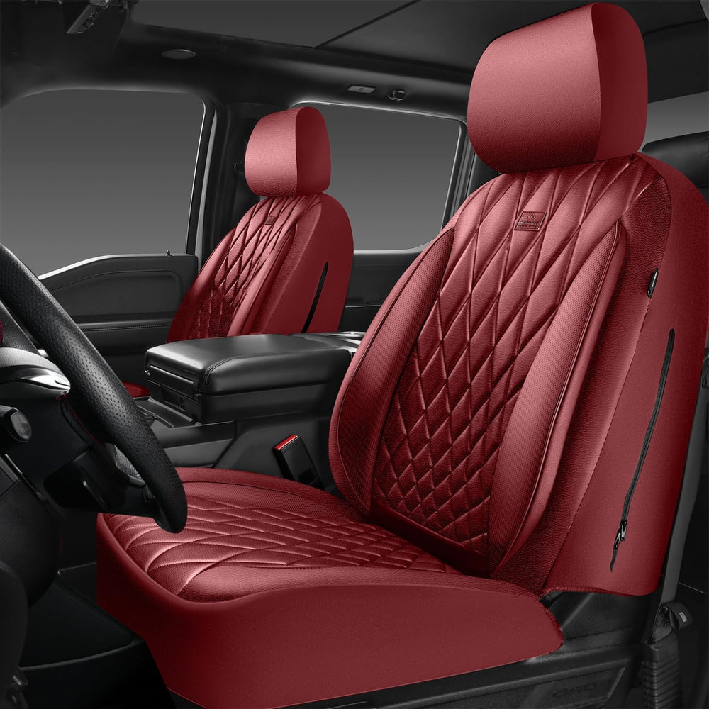 CAR PASS Piping Luxury Faux PU Leather Two Front Car Seat Covers, Waterproof ...