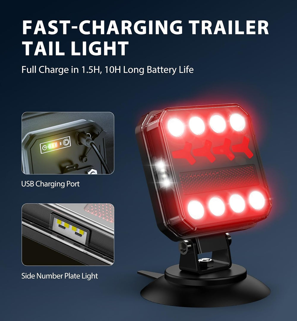 Wireless Bluetooth Magnetic Trailer Lights, Fast Charging LED Trailer Light K...