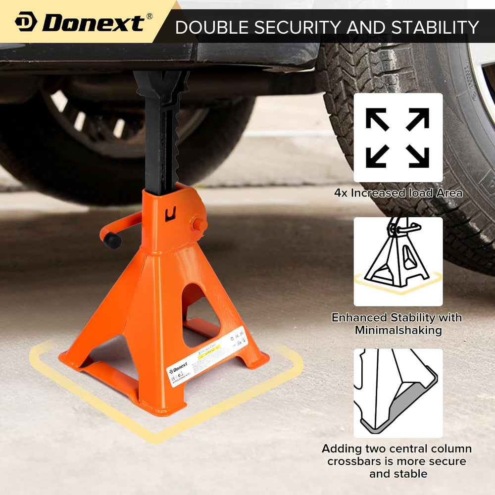 Jack Stands 3 Ton (6,500 lb) Capacity Steel, 1 Pair Orange Lifting Stand Adju...