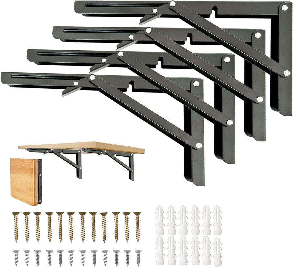 Folding Shelf Brackets, 20 Inch 4 Pcs Folding Shelf Hinge Heavy Duty Shelf Br...