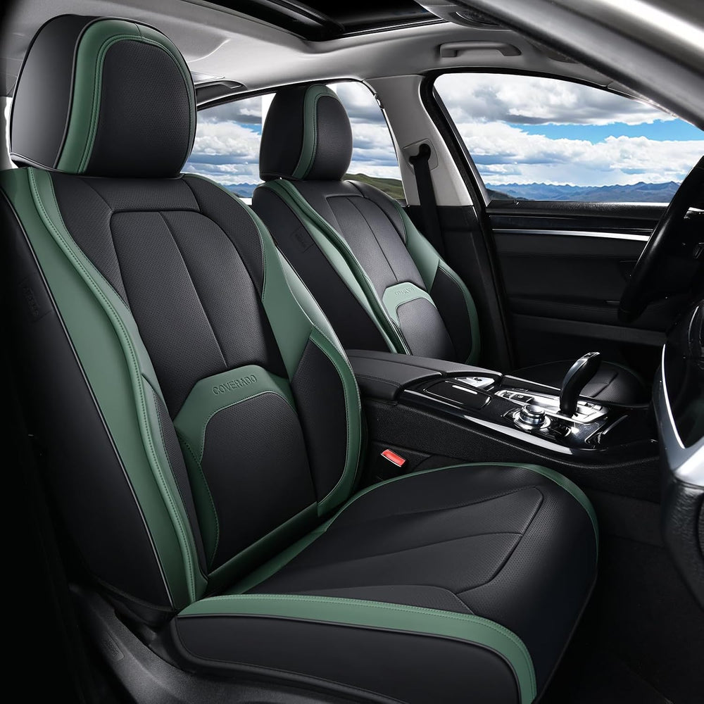 Coverado Automotive Seat Covers Front Seats, Leather Seat Covers 2 Pack, Blac...
