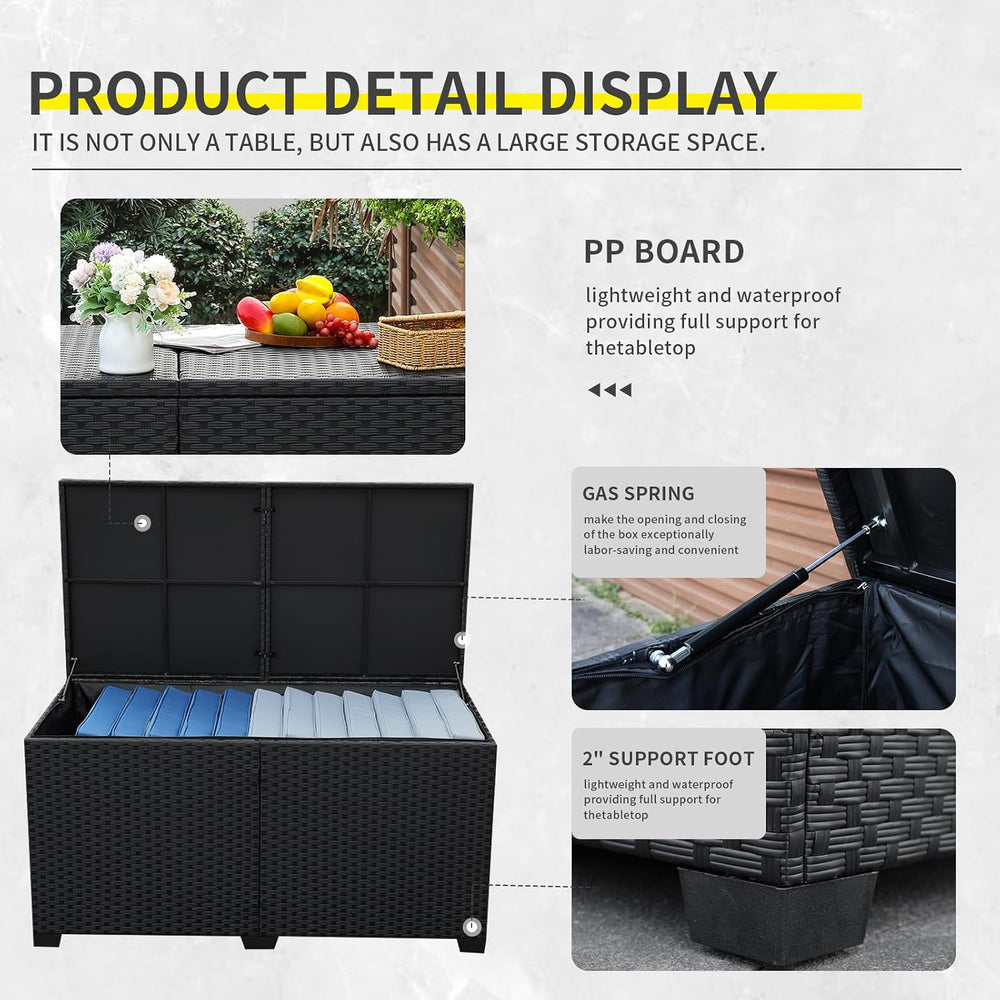 Lviden 180 Gallon Deck Storage Box Outdoor Storage Box Large Patio Storage Bi...