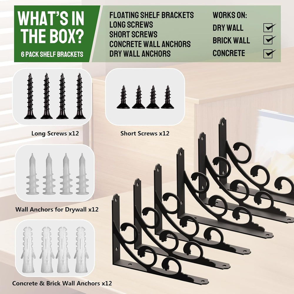 L Shelf Brackets for 10" - 12" Board, Floating Shelf Bracket Heavy ...