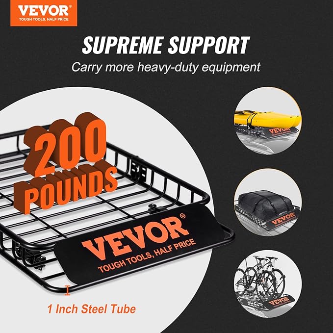VEVOR Roof Rack Cargo Basket, 200 LBS Capacity Universal Rack Carrier