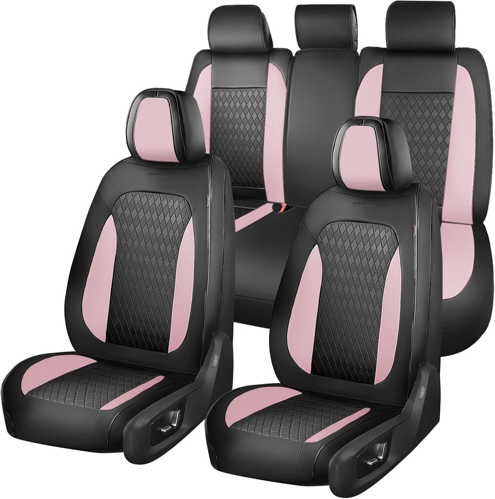Coverado Car Seat Covers Full Set, Leather Seat Covers for Cars, Waterproof C...