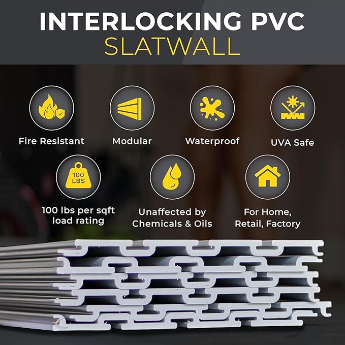 Slatwall Panel Garage Wall Organizer: Heavy Duty Wall Mounted PVC Wall Rack
