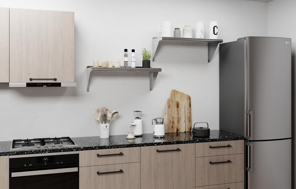 AmGood 12 in. x 30 in. Stainless Steel Wall Shelf with Backsplash - Holds 220...