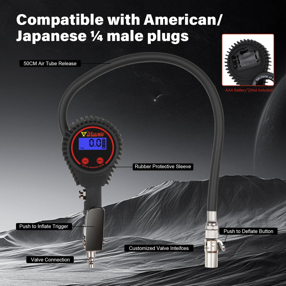 Heavy Duty Digital Tire Pressure Gauge, Air Pressure Gauge Inflator, Quick Lo...